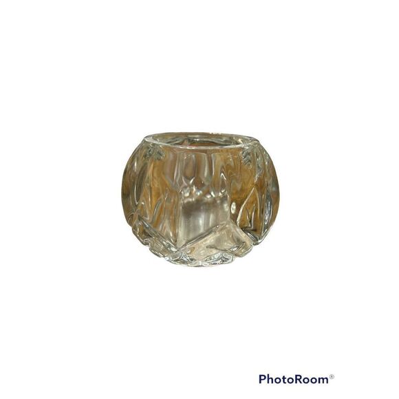 Vintage Homco Made in USA Heavy Crystal 2.5" Round Candle Holder Tea Light - Picture 2 of 3